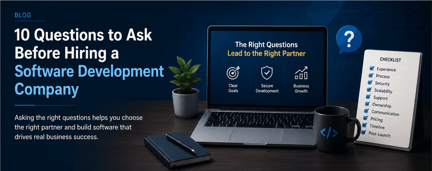 10 Questions to Ask Before Hiring a Software Development Company hero image